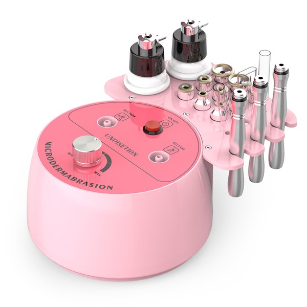 UNOISETION Diamond Microdermabrasion Machine Professional for Facial 3-in-1 Home Microdermabrasion Machine for Skin Exfoliating, Blackhead Whitehead Removal, Spray Facial Moisturizing (Pink)