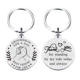 Laluminter Groomsman Keychain, Best Men Wedding Gifts from Groom, Thank You Notes on Wedding Day Silver