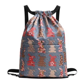sofarefinish Drawstring Foldable Large Capacity Travel Sports Backpack, Drawstring Foldable Large Capacity Dry-wet Travel Sports Backpack (Rabbit)