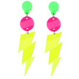 Tyqour 2 Pairs 80s 90s Flash Stud Earrings Retro Acrylic Earrings Neon Earrings Women's 80s Earrings Women Vintage Yellow Earrings for Theme Party Costume Party Masquerade Woman Girls, Acrylic
