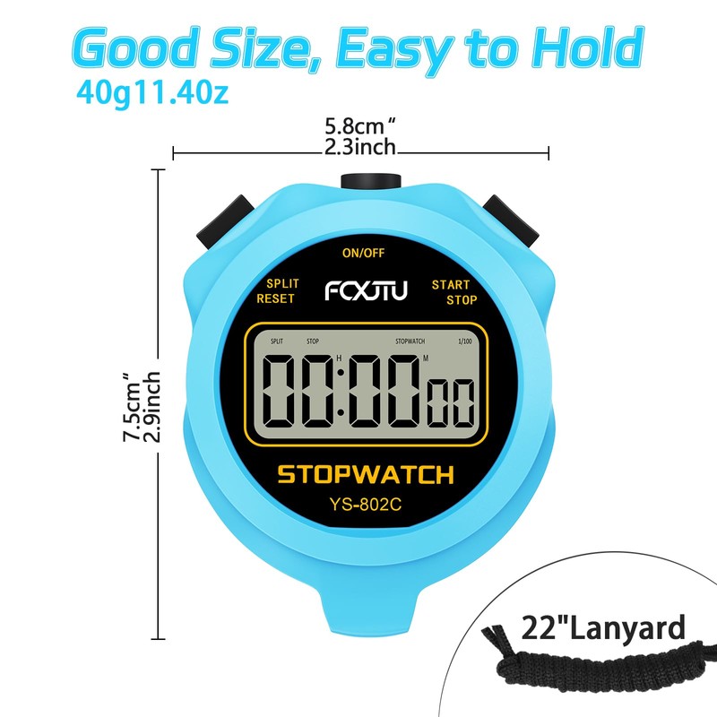 2Pack Simple Basic Stopwatch Timer, Pure Silent Stop Watch with