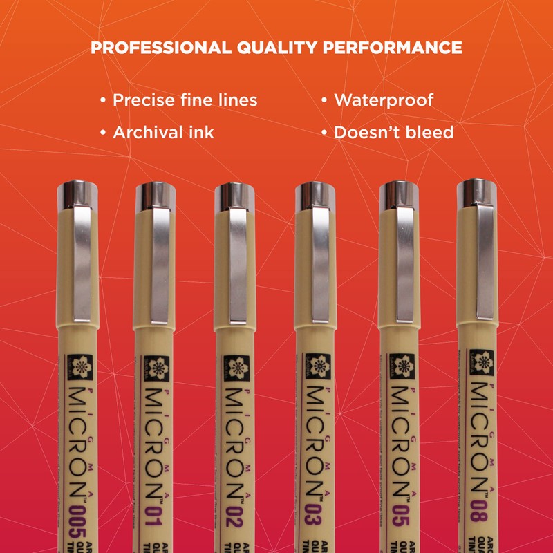 SAKURA Pigma Micron Fineliner Pens - Archival Black Ink Pens