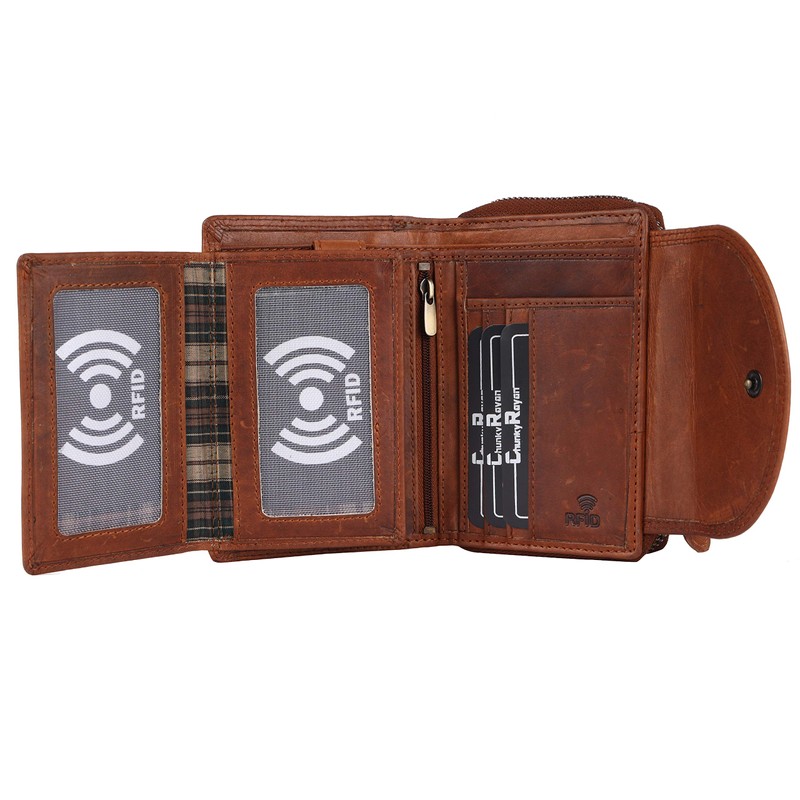 Chunkyrayan Genuine Leather Women's Purse, High-Quality, Vintage, RFID Protection, Includes