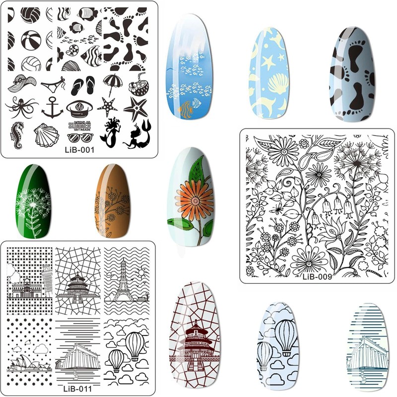 12PCS Nail Art Stamping Plate Nail Stamper Kit