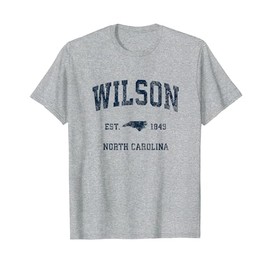 Wilson North Carolina NC Vintage Style Athletic Navy T-Shirt, gray