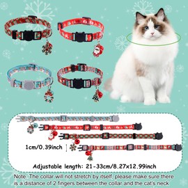 4pcs Cat Collar with Bells, Adjustable Kitten Puppy Collar Christmas Kitten Collars Santa Claus Snowflake Christmas Tree Wreath Breakaway Cat Collars Christmas Accessories for Cats