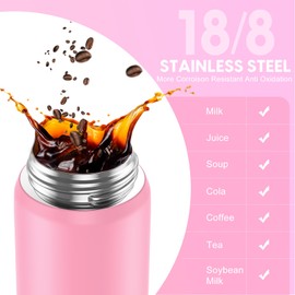 SLUXKE Stainless Steel Water Bottle with Straw Lid, 700 ml, BPA-Free, Leak-Proof Thermos Flask, Metal Water Bottle, Double-Walled Insulated for Fizz, Sports, School, Fitness