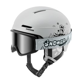 SNOWER Kids Ski Helmet with Goggles Set, Shockproof Durable PC Shell & EPS Foam, Snowboard Helmet and Goggles for Boys & Girls