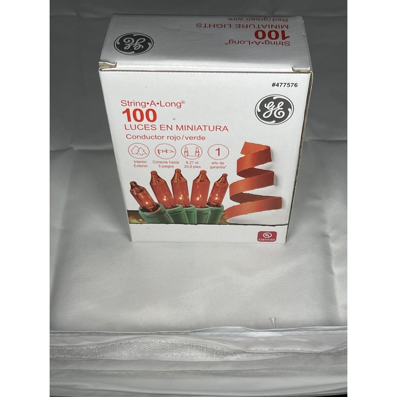 GE Red Miniature String-A-Long Lights General Electric 20ft 100 count