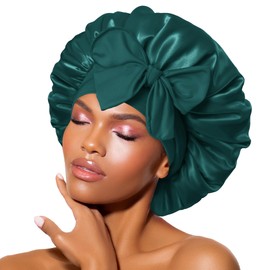 BONNET QUEEN BONNET QUEEN Satin Bonnet Silk Bonnet for Sleeping Women Hair Bonnet Night Sleep Cap Scarf wrap for Curly Hair with tie Band Green
