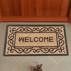 Doormat | Choir and Rubber | 18 X 30 Inches | Non-Slip Backing | Heavy-Duty Backing, Natural Door Mat - Easy to Clean | Outdoor and Indoor Use (Coir and Rubber, Welcome - dormat)