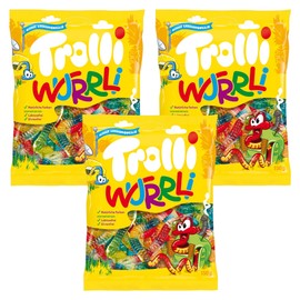 Trolli Wurrli Gummy Sweet Worms, 6 Irresistible Gummy Fruity Flavours, 150g - 3x Share Bags