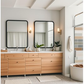 OBESTIK 20x30 Black Rectangle Bathroom Mirrors for Over Sink, Bathroom Vanity Mirror for Wall, Black Metal Frame Rectangular Mirror for Restroom Powder Room Toilet, Shatterproof, Tempered Glass