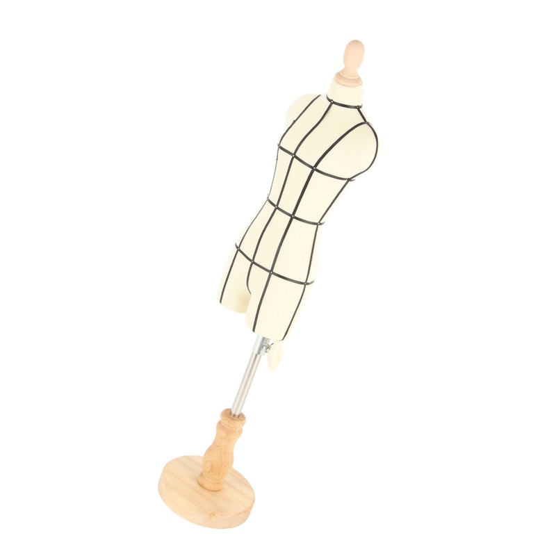 Miniature Dress Form with Stand Wood Base Sewing Mannequin Body