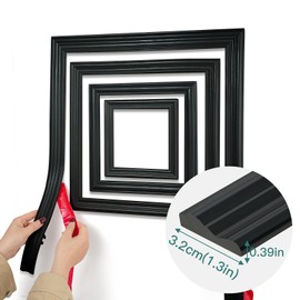 YEFANXI Flexible Chair Rail Panel Molding Finish Trim ，10FT*1.3IN Peel and Stick Black Self-Adhesive DIY Wall Molding Trim for Frame,Home Decoration & Wall Protection