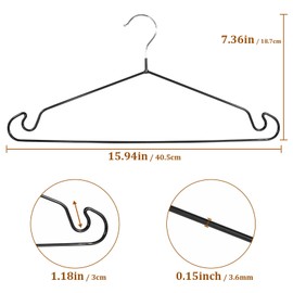 SOULNAMAN Clothes Hangers 20Pack,Black Metal Hangers,15.7'W Space-Saving Shirt Hanger,Non-Slip Heavy Duty Hanger with Deep Shoulder Notches for Dress and Camisole