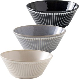 Mino Pottery Albee 130 Bowl, 3 Color Set (Gray, Navy, Beige)