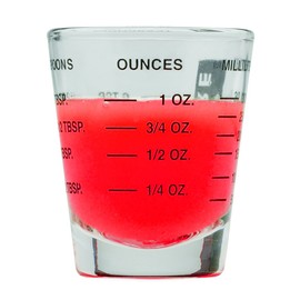 Kolder Mini Measure Heavy Glass, 20-Incremental Measurements Multi-Purpose Liquid and Dry Measuring Shot Glass, Black