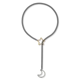 ADEMISHIA Slip Chain Necklace For Women, Gold Moon and Star Choker Necklaces For Women Punk Gothic Adjustable Cuban Lariat Y-Necklace