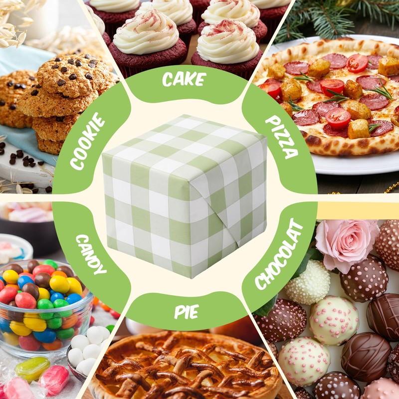 100 Pcs Green Checkered Wax Paper Sheets for Food Wrapping