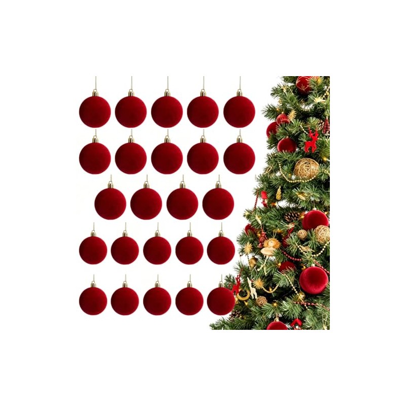 ROMOT 24 Bolas de Navidad, Tela de Terciopelo, Adornos Navideños