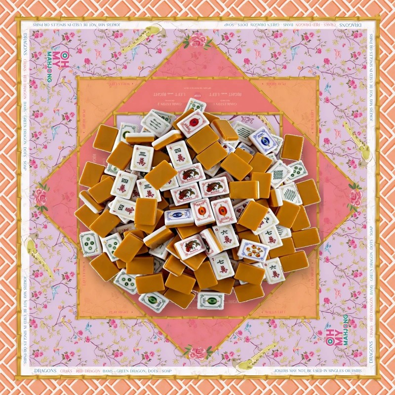 American Mahjong Set 160PCS 36mm 4-Layer Engraved Acrylic Amber Tiles