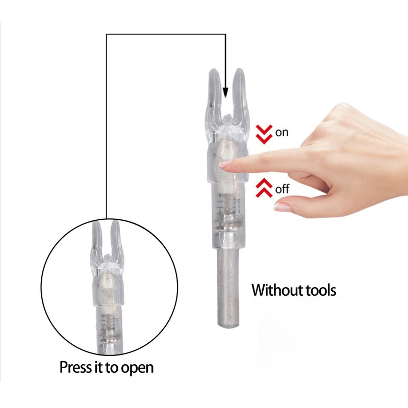 3PCS Lighted Nocks for Arrows Automatic Lighting 6.2mm Internal Diameter