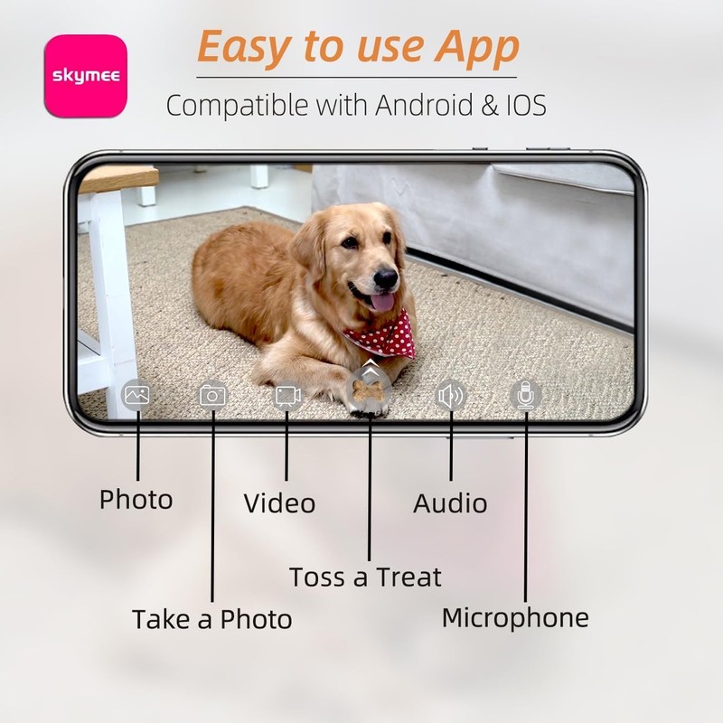SKYMEE Dog Camera Treat Dispenser,WiFi Full HD Pet Camera with