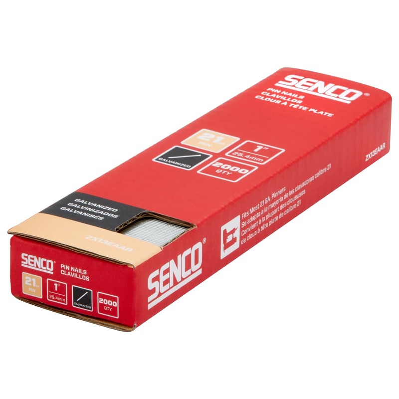 SENCO ZX13EAAR 1" 21 Gauge Pin Nails, Galvanized Finish 2,000