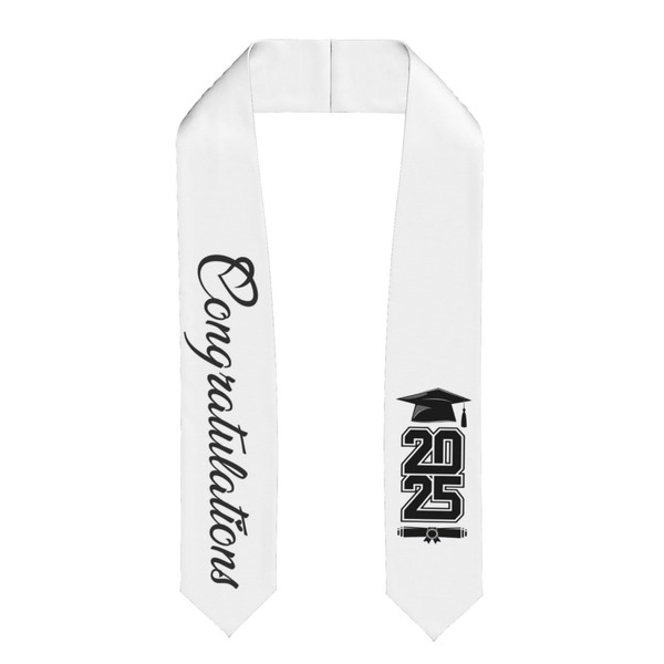 PWURIWU Graduation White Sash Cute Fashion Graduation Stole Class of