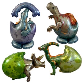 Baby Dinosaur Balloons Set 4PC JUMBO Hatching Dinosaur Eggs | Party Supplies and Decorations | Kids Gifts Birthday Parties Baby Shower Decor