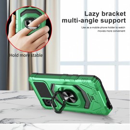 Lozeguyc for BLU Studio Mini 2023 Case with 1 Pack Screen Protector,Dual Layer Hybrid Heavy Duty Defender Protection,Sleek Rugged Reinforced Cushion Corner Kickstand Shockproof Bumper Cover Green