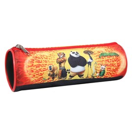 Bagtrotter - 1 x Kung Fu Panda Round Pencil Case - Size: 22 x 8 cm, Red, Contemporary, red, Contemporary