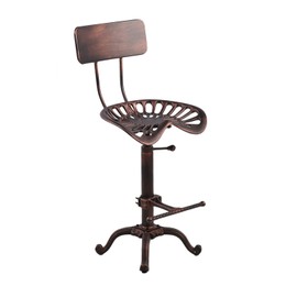 Diwhy Industrial Design Metal Adjustable Height Backrest Chair Vintage Tractor Saddle Bar Stool Copper