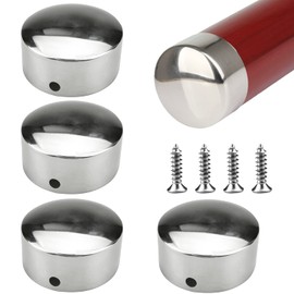 Handrail End Caps End Caps,Ultra-Thin 0.4mm for 45mm Handrail Round Handrail End Cap(2 Pairs),with 4Pcs Stainless Steel Screws