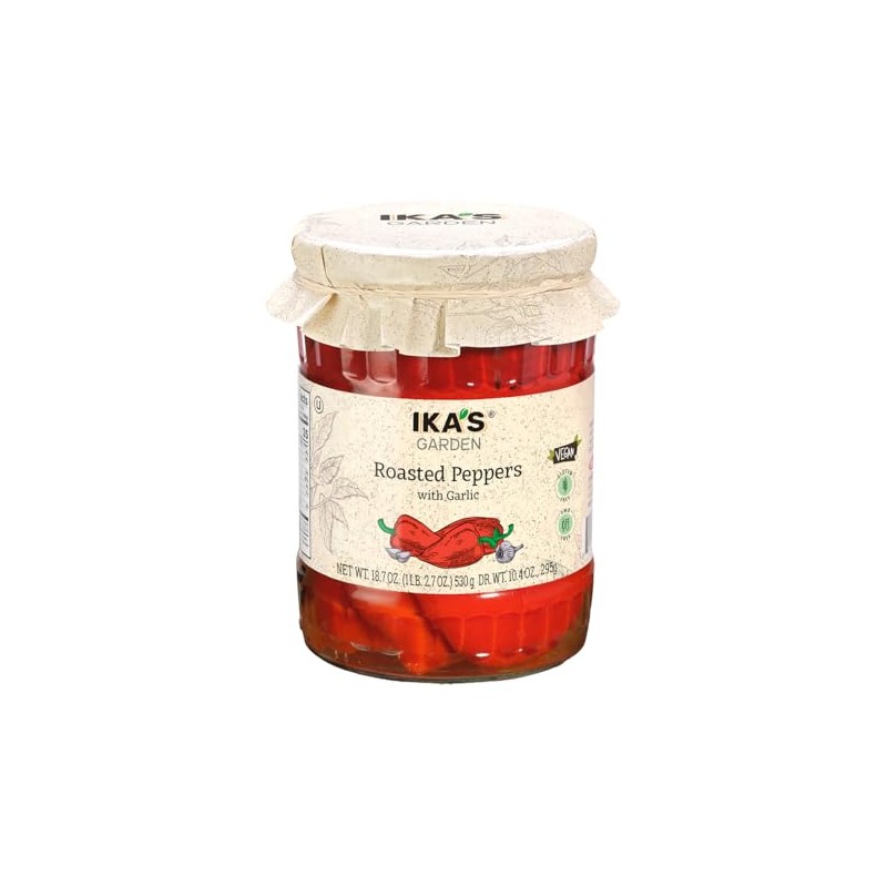 Ika’s Garden Roasted Peppers with Garlic, 18.7 oz – Fire-Roasted