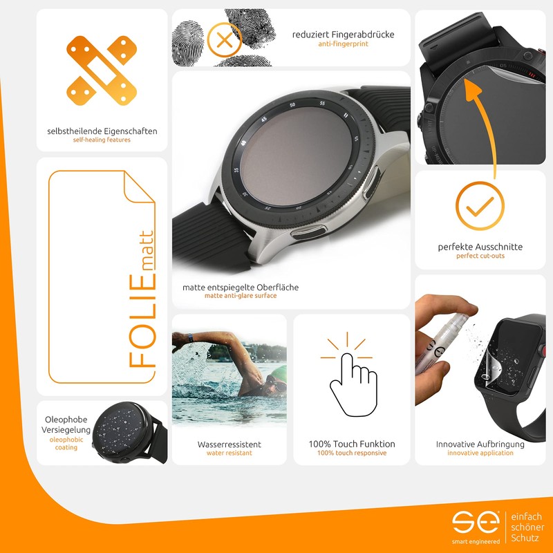smart engineered [4 Stück Entspiegelte 3D Schutzfolien kompatibel mit Garmin