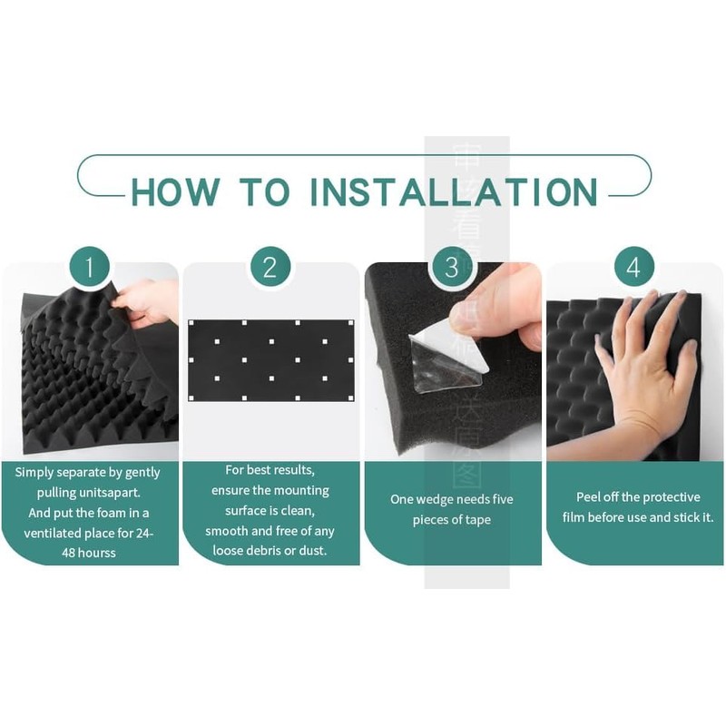 2 Pack Acoustic Foam Panels,48X24X2 Inchs Egg Crate Foam, Soundproof