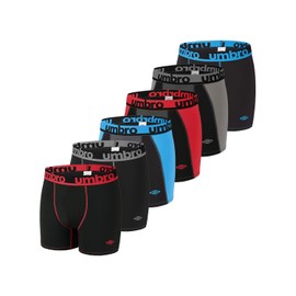 Umbro Men's Boxer Shorts Long Tec Pack of 6, black