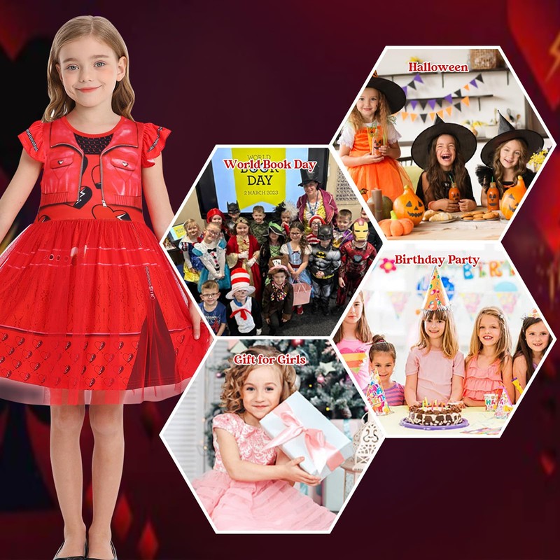 AmzBarley Descendants Costume Kids Girls The Rise of Red Dress