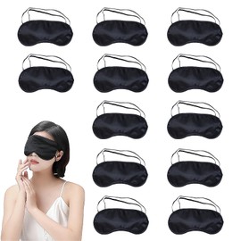 12 Stück Schlafmaske Herren, Schlafmasken Erwachsene, Augenbinde Schlafen, Augenbinden Kinder, Schlafmaske Für Seitenschläfer, Für Reisen, Nickerchen, Nachtschlaf (Schwarz)