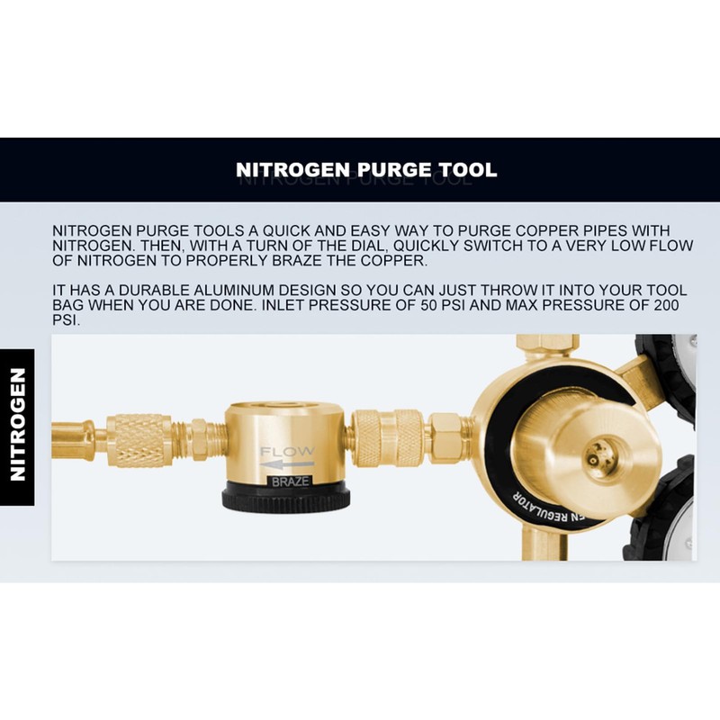 Nitrogen Purge Tool, N2 Gas Pressure Regulator Brazing Tool, 1/4
