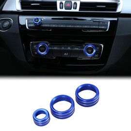 3Pcs For 1 2 3 4 Series F30 F34 F46 GT X1 F48 13-17 Car Styling Air Conditioning Knobs Audio Circle Trim Alloy Accessory (Blue)