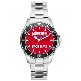 KIESENBERG 6039 Men's Watch Munich Gift Item Idea Fan Analogue Quartz Watch, red, Bracelet