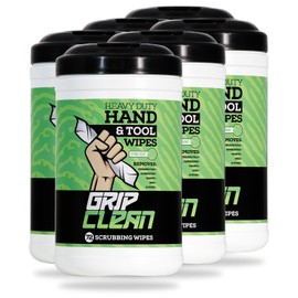 Grip Clean Heavy Duty Cleaning Wipes, Hands, Tool, & Surfaces, Waterless, Auto Mechanics & Tool Cleaner Wipes- Citrus Scented Cleansing Wipes - Cleans Grease, Oil, Paint, Inks & more