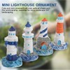 Garneck Mini Resin Lighthouse Ornaments Mediterranean Style Miniature Garden Decor