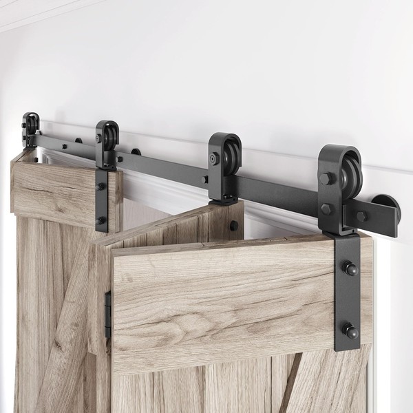 Roymelo 52" Bifold Sliding Barn Door Hardware Track Kit,Side Mounted