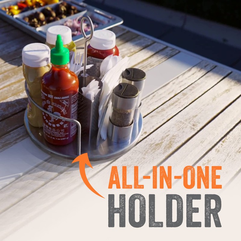 Yukon Glory™ Lazy Susan Caddy for Utensils, Condiments, Napkins, Salt