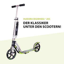 HUDORA Scooter for Ages 6-12 Kids, 8 Years and Up, Teens 12 Years and Up, Lightweight Durable All-Aluminum Frame Adult Scooter with Big Wheels