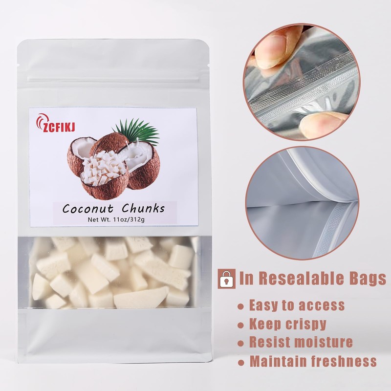 Dried Coconut Chunks 11oz/312g,Natural Freeze Dried Fruit Snack | Coconut